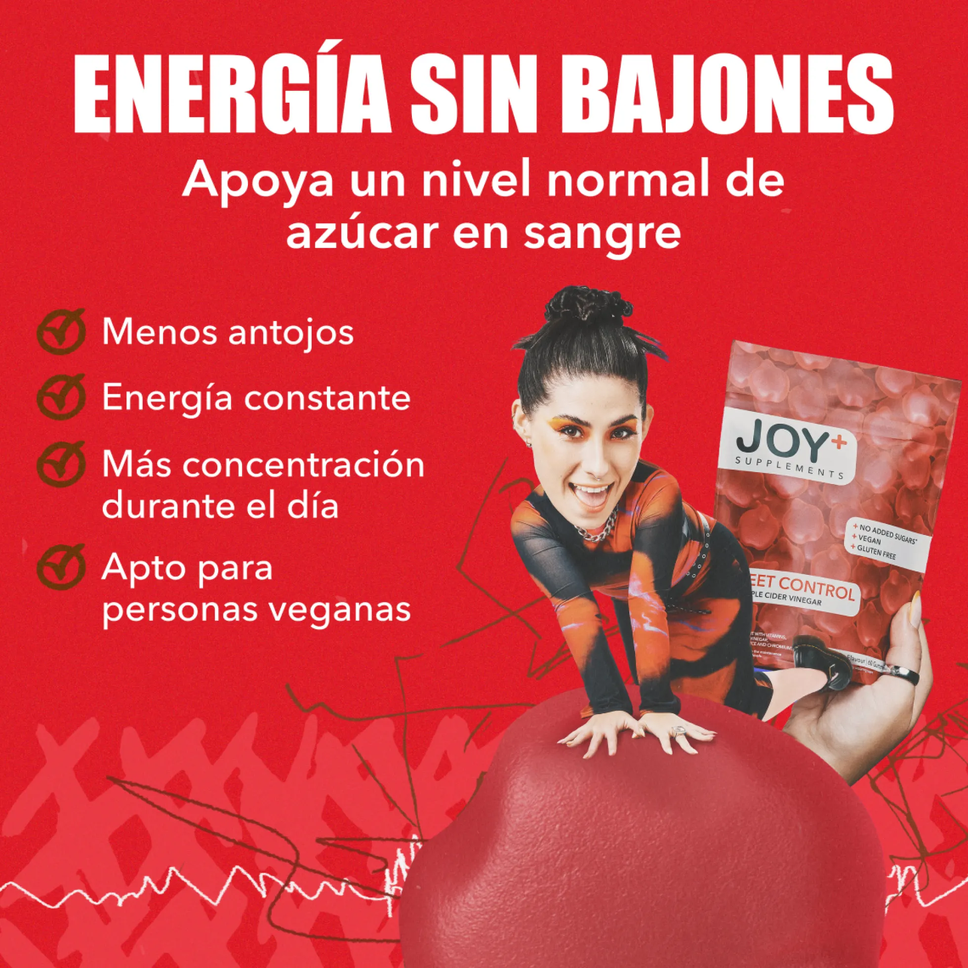 Gummies Sweet Control con Vinagre Manzana JOY+ 60 uds