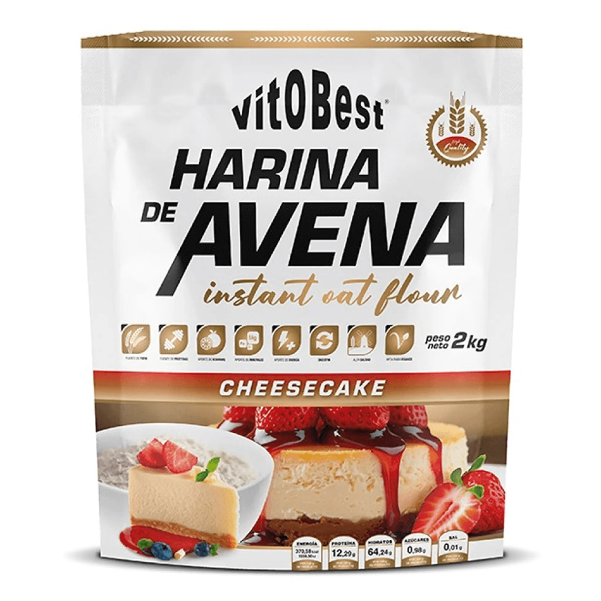 Harina De Avena - 2kg - Tarta De Queso Y Fresa - Avena - Vitobest