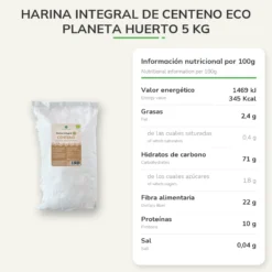 Harina Integral de Centeno Eco Planeta Huerto 5 Kg