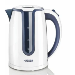 Hervidor Eléctrico De Agua Haeger Hot Blue 2200w 1.7l Sistema Sin Cables Cuerpo Y Resistencia Oculta Inox Base Rotativa 360º