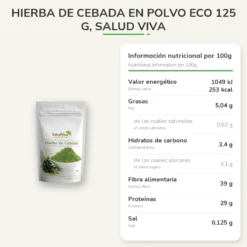 Hierba de cebada en polvo ECO 125 g, Salud Viva