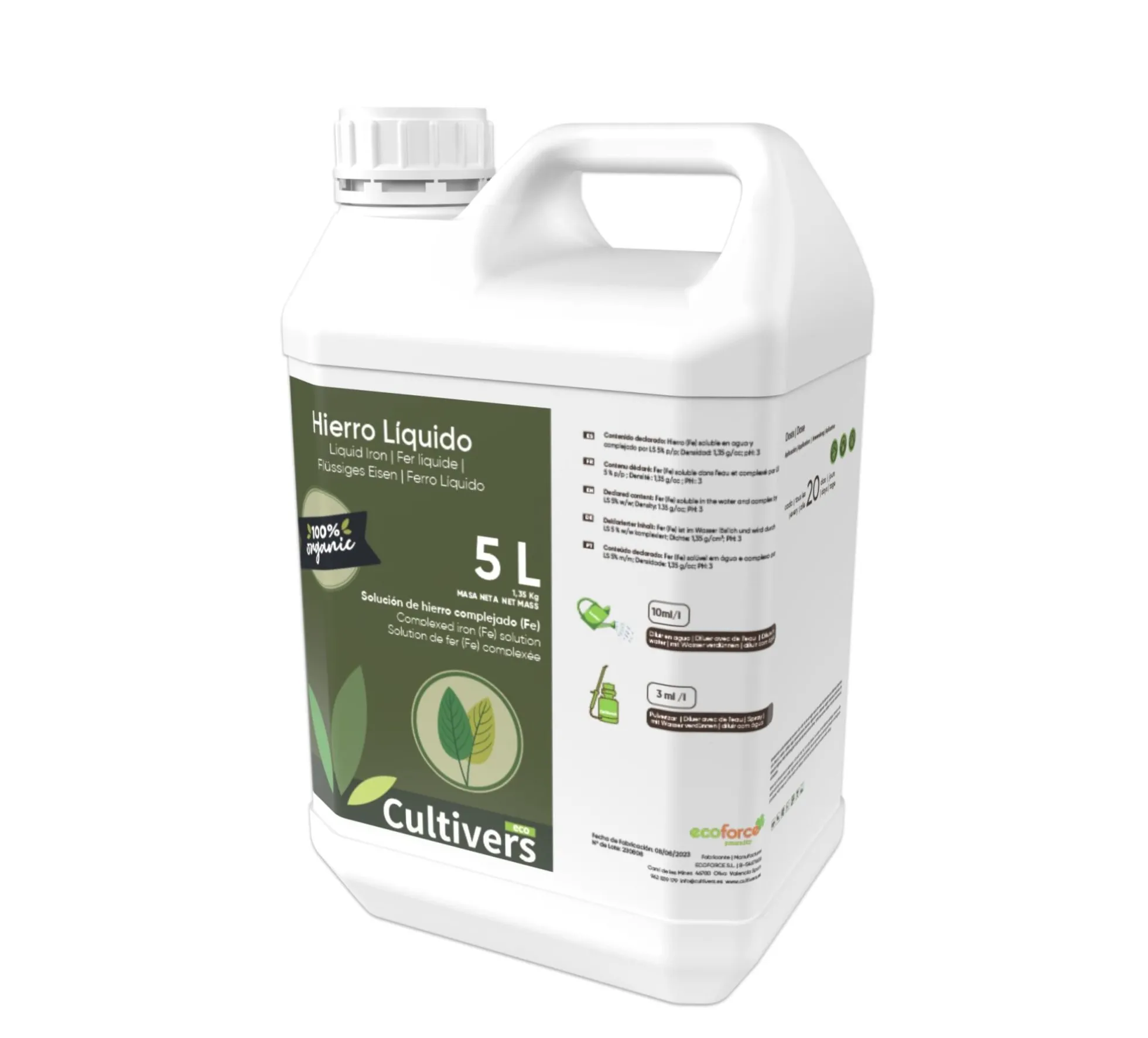 Hierro Liquido Para Plantas Cultivers 1 L