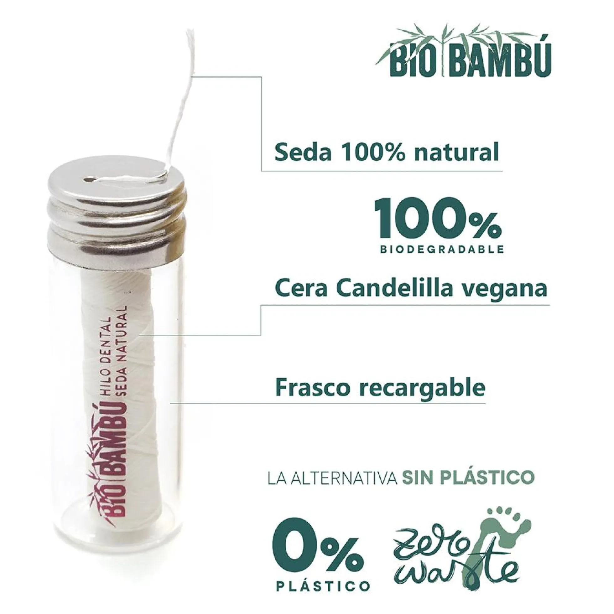 Hilo Dental de Seda Natural 30m Recargable