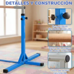 Homcom Barra De Gimnasia Para Niños De +3 Años Con Altura Ajustable 92-150 Cm