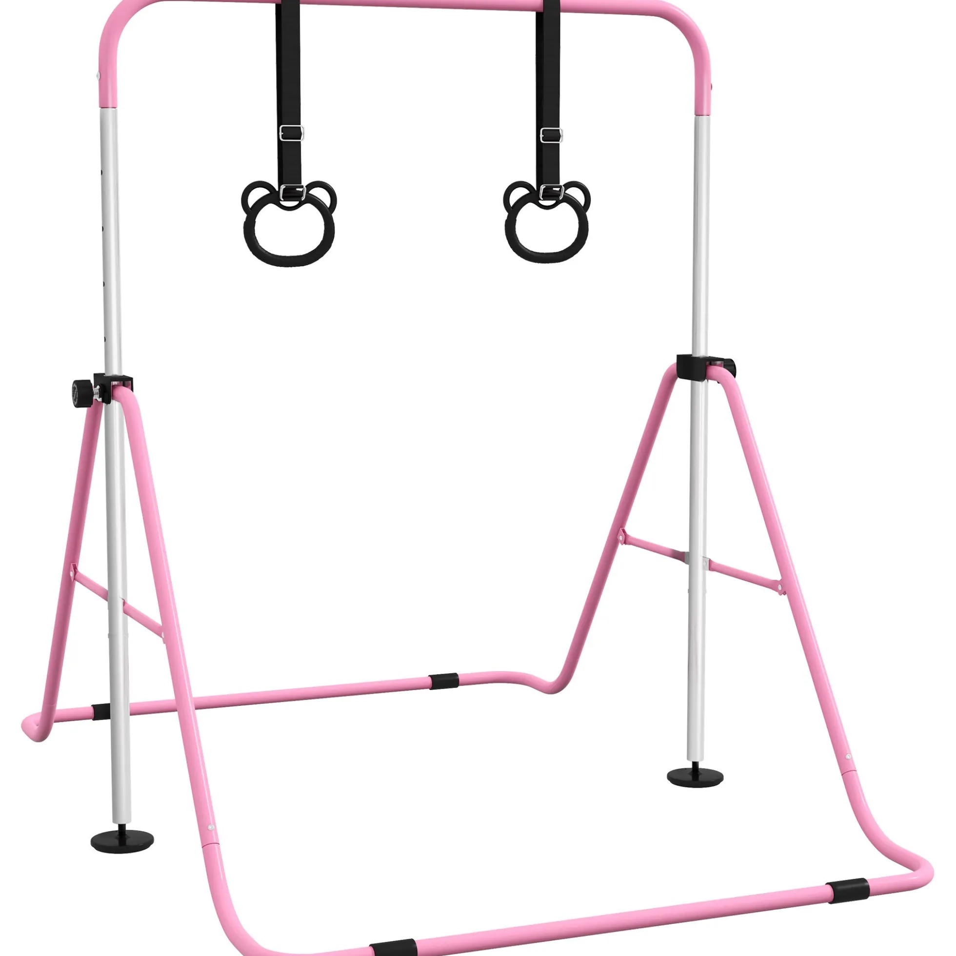 Homcom Barra De Gimnasia Para Niños Con Altura Ajustable En 5 Niveles Y Anillos