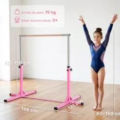 Homcom Barra De Gimnasia Para Niños De +3 Años Con Altura Ajustable 92-150 Cm