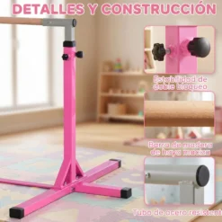 Homcom Barra De Gimnasia Para Niños De +3 Años Con Altura Ajustable 92-150 Cm