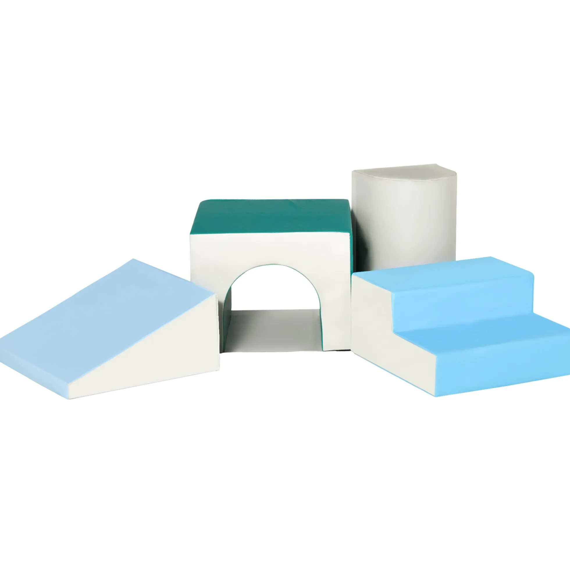 Homcom 4 Bloques De Espuma Para Niños Tapizados En Cuero Sintético 150x50x39 Cm