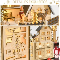 Homcom Calendario De Adviento Para Rellenar De Madera Con Luces Led Y 24 Cajones