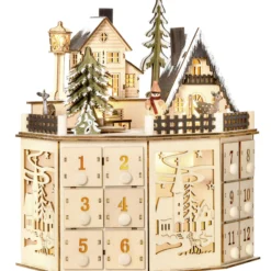 Homcom Calendario De Adviento Para Rellenar De Madera Con Luces Led Y 24 Cajones