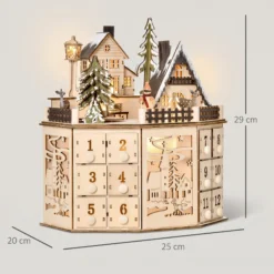 Homcom Calendario De Adviento Para Rellenar De Madera Con Luces Led Y 24 Cajones