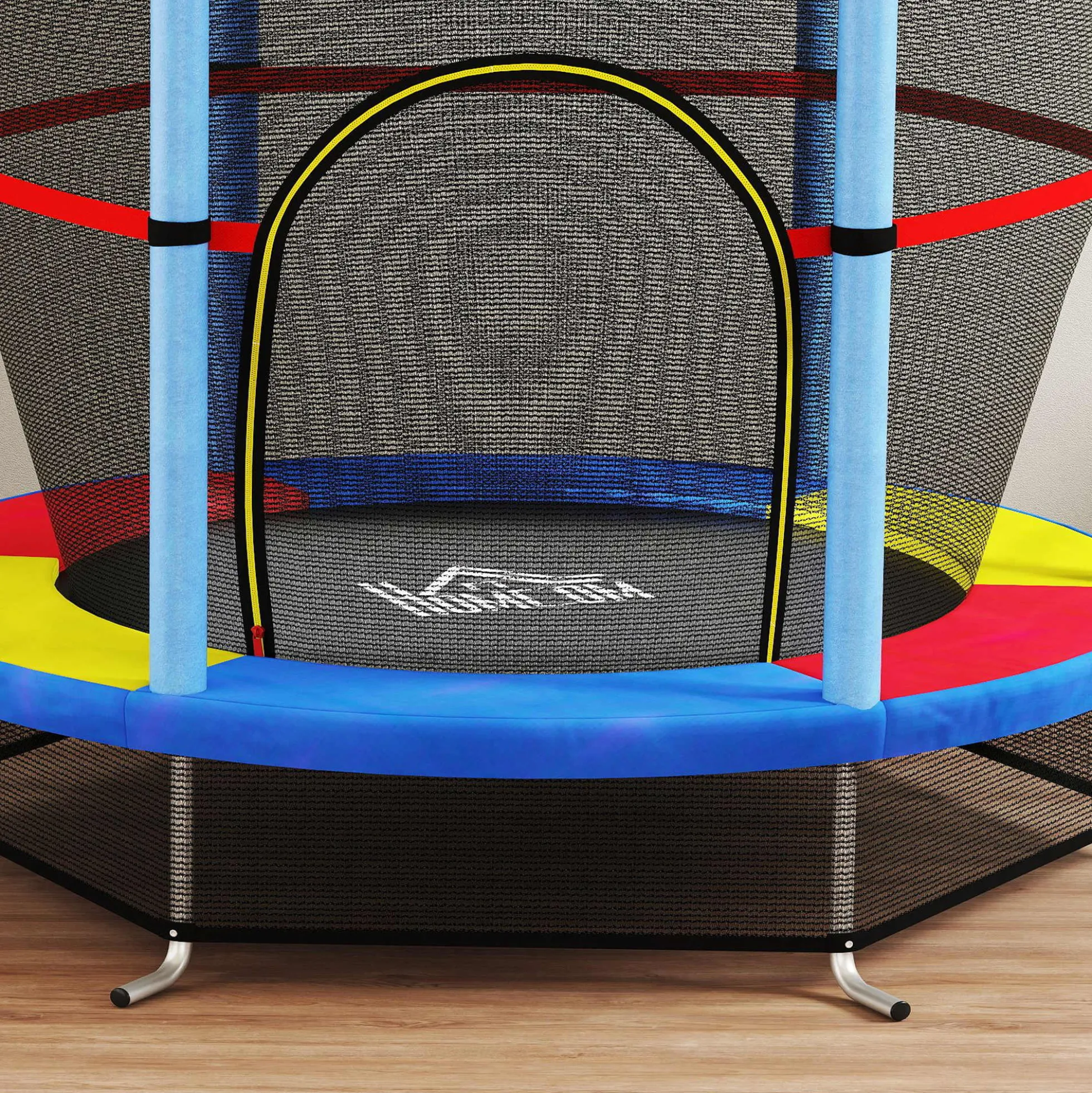 Homcom Cama Elástica Infantil Con Red De Seguridad Ø140x190 Cm Multicolor