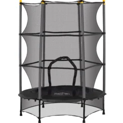 Homcom Cama Elástica Infantil Ø140 Cm Con Red De Seguridad Negro