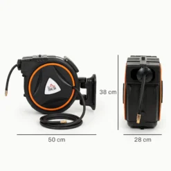 Homcom Carrete De Manguera De Aire Comprimido Automático De 20 M+2 M Negro