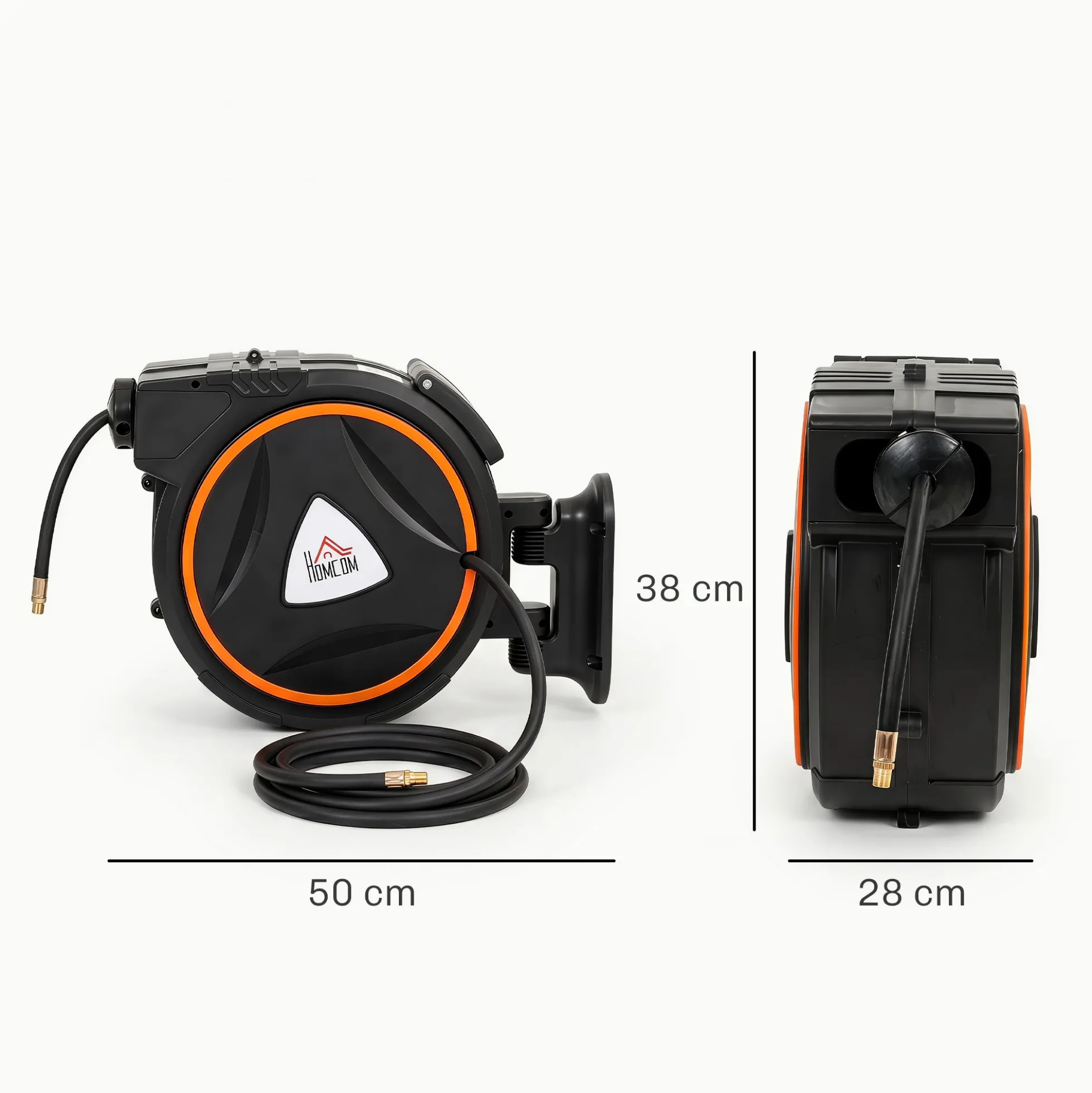 Homcom Carrete De Manguera De Aire Comprimido Automático De 20 M+2 M Negro
