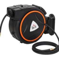 Homcom Carrete De Manguera De Aire Comprimido Automático De 20 M+2 M Negro