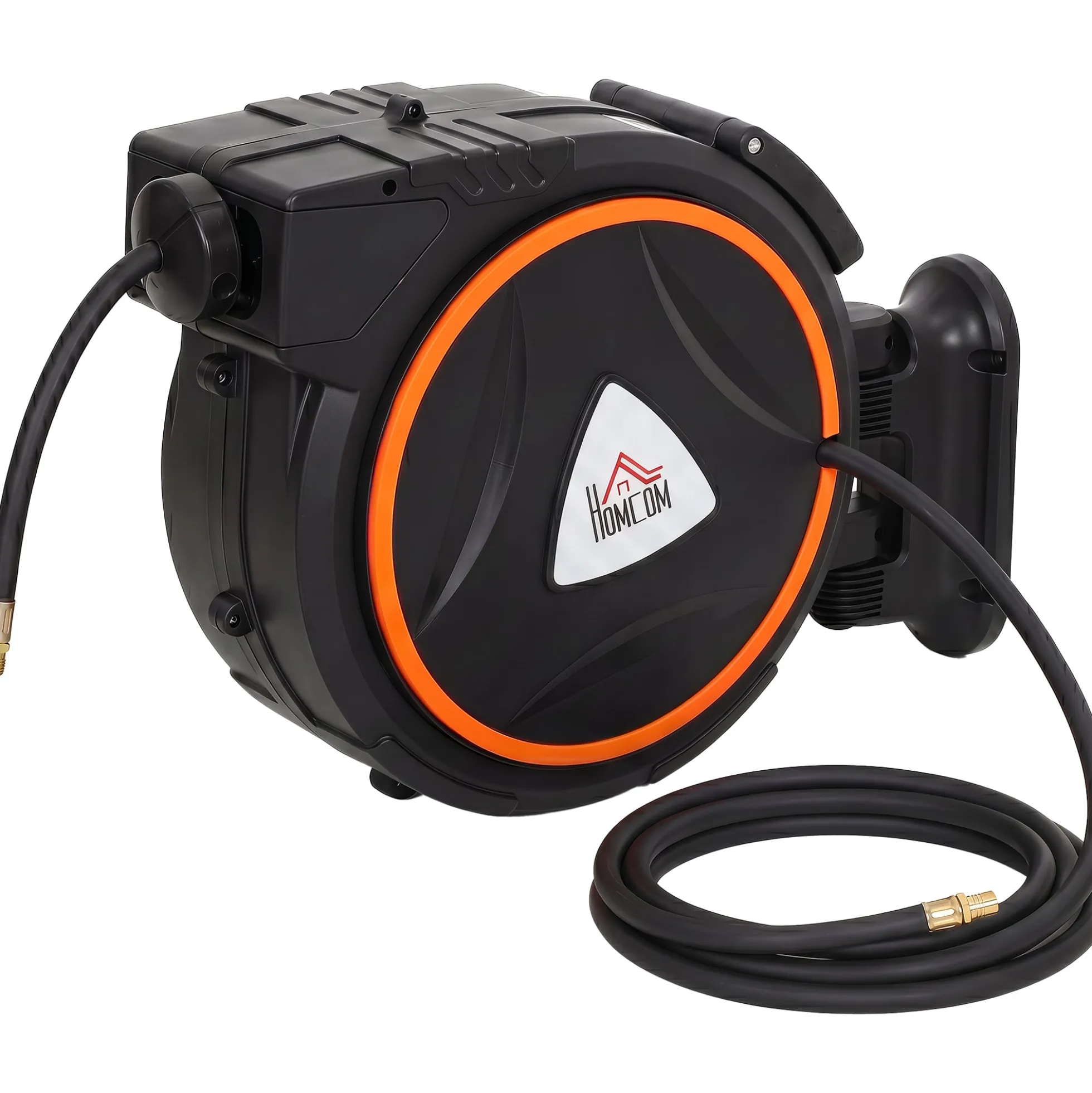 Homcom Carrete De Manguera De Aire Comprimido Automático De 20 M+2 M Negro