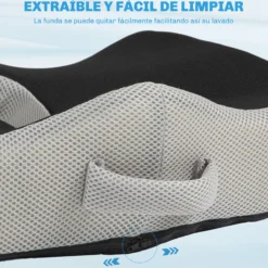 Homcom Cojín De Asiento De Espuma Viscoelástica Con Base Antideslizante Negro
