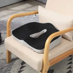 Homcom Cojín De Asiento De Espuma Viscoelástica Con Base Antideslizante Negro