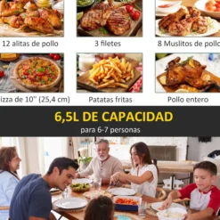 Homcom Freidora De Aire 6,5l 1700w 8 Programas Pantalla Led Táctil Temporizador