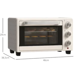 Homcom Horno Eléctrico De Sobremesa De 21l 1400w Con Temporizador Crema