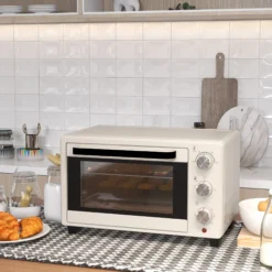 Homcom Horno Eléctrico De Sobremesa De 21l 1400w Con Temporizador Crema