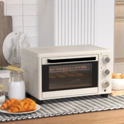Homcom Horno Eléctrico De Sobremesa De 21l 1400w Con Temporizador Crema