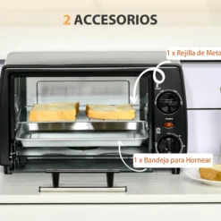 Homcom Horno Eléctrico Sobremesa 10 L 750w Temperatura 230 ℃ 36,5x26x22 Cm Negro
