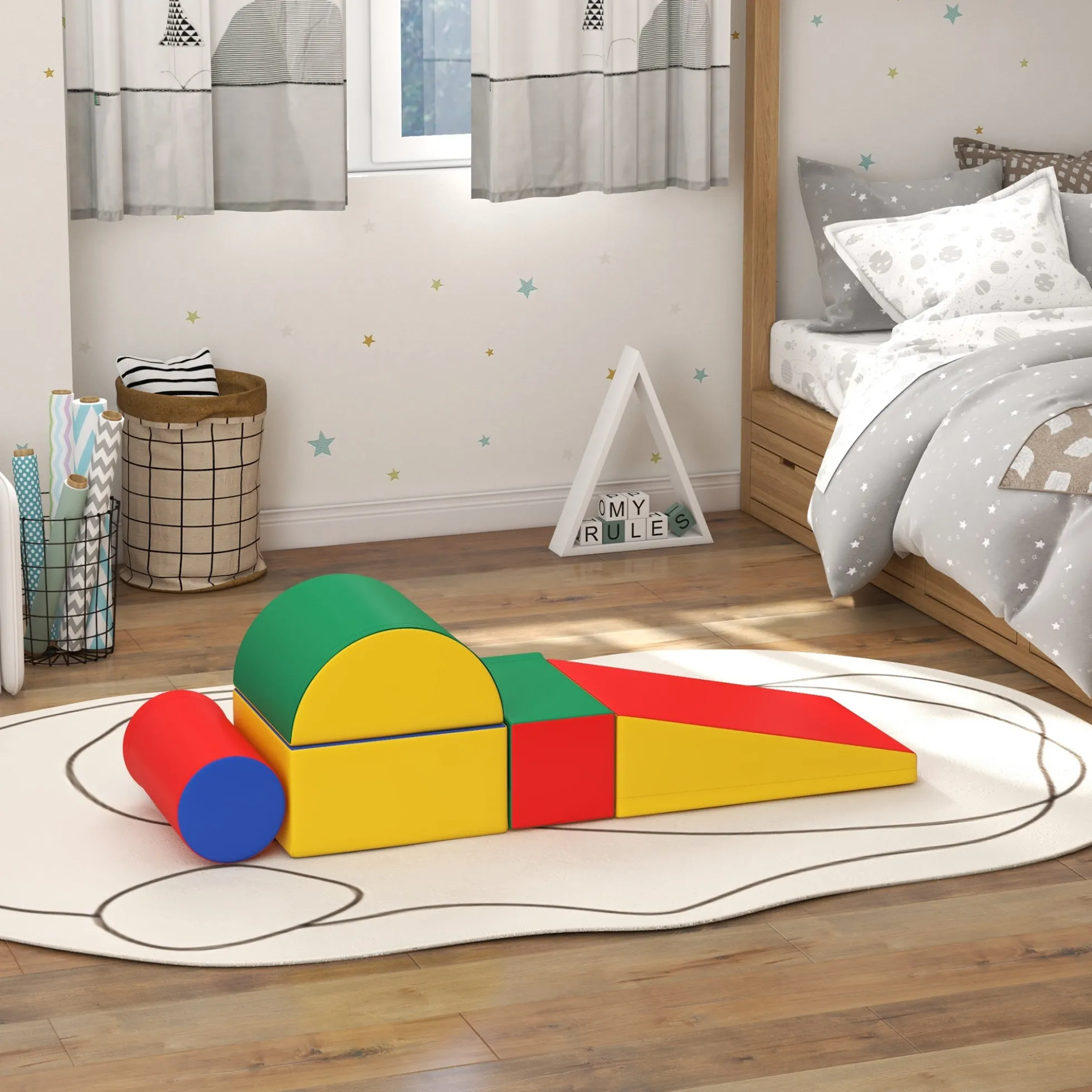 Homcom Juego De 5 Bloques De Espuma Para Niños Para Escalar Y Gatear Multicolor
