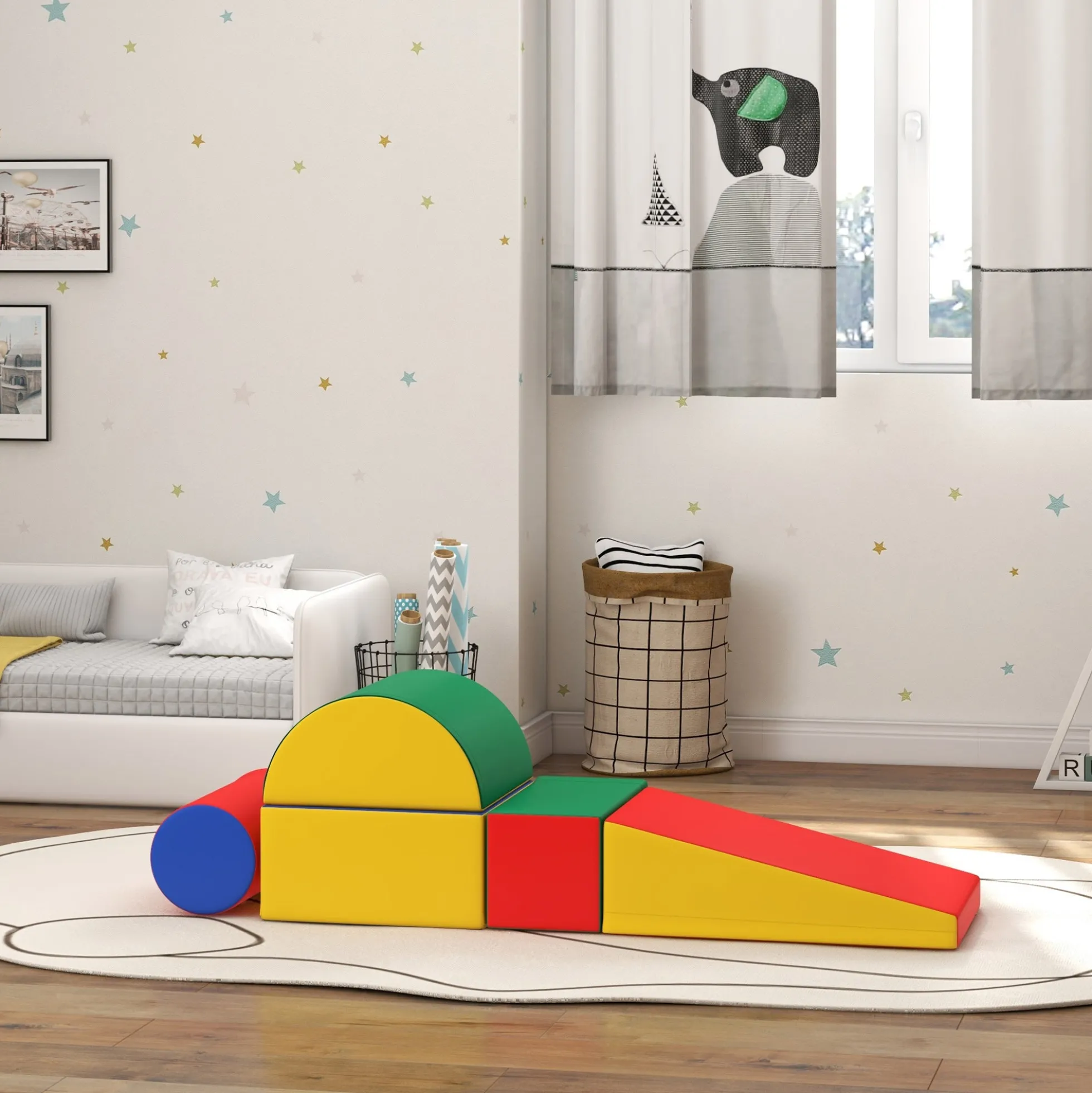 Homcom Juego De 5 Bloques De Espuma Para Niños Para Escalar Y Gatear Multicolor