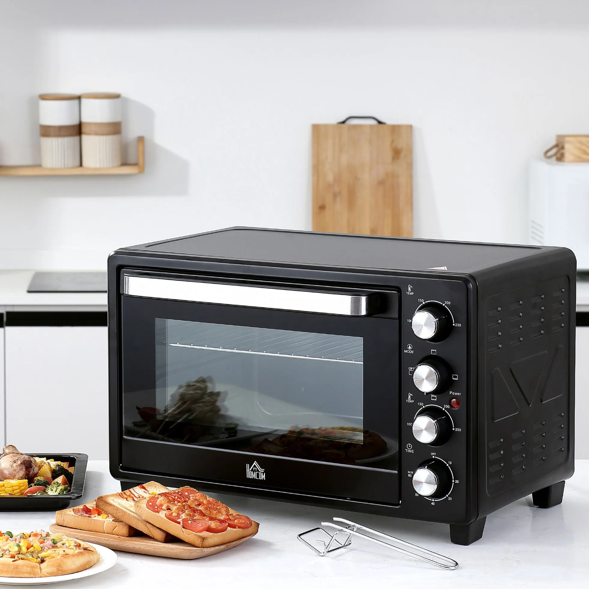 Homcom Mini Horno Eléctrico 32l 1600w 52,2x38,1x33,5 Cm Negro
