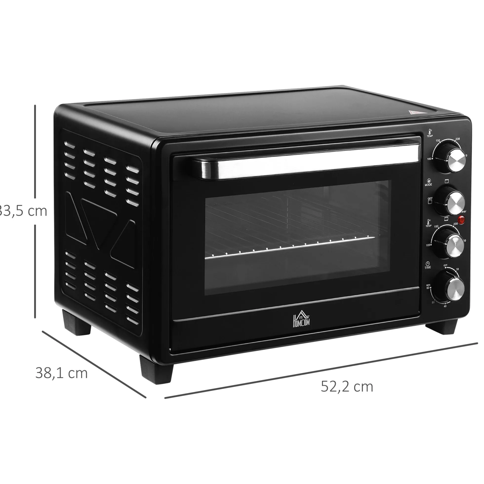 Homcom Mini Horno Eléctrico 32l 1600w 52,2x38,1x33,5 Cm Negro
