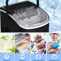 Homcom Máquina Para Hacer Hielo 12 Kg En 24 Horas 22,2x29,4x29 Cm Negro