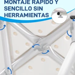 Homcom Silla Ducha Personas Mayores Con Respaldo Altura Regulable En 8 Niveles