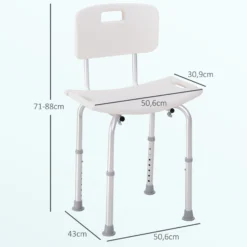 Homcom Silla Ducha Personas Mayores Con Respaldo Altura Regulable En 8 Niveles