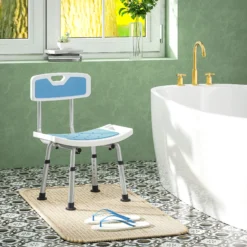 Homcom Silla Ducha Personas Mayores Con Respaldo Altura Ajustable Carga 136 Kg