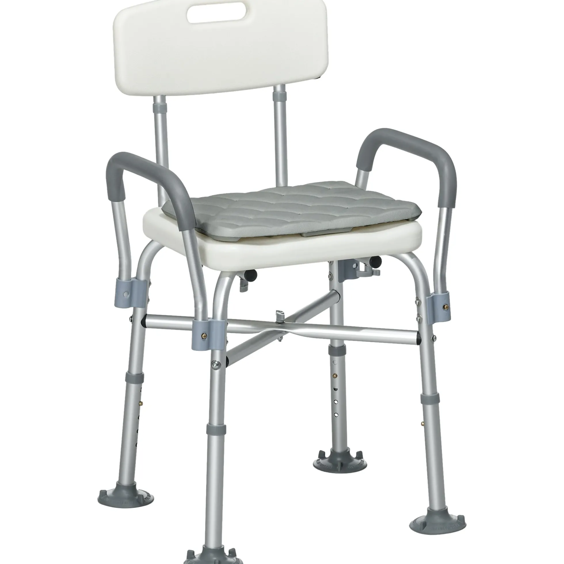 Homcom Silla Ducha Personas Mayores Con Respaldo Y Reposabrazos Gris