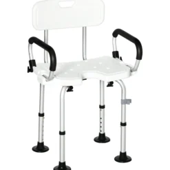 Homcom Silla Ducha Personas Mayores Antideslizante Con Altura Ajustable