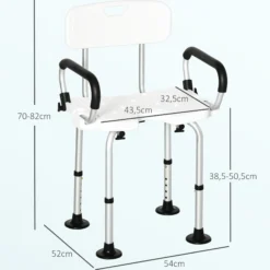 Homcom Silla Ducha Personas Mayores Antideslizante Con Altura Ajustable