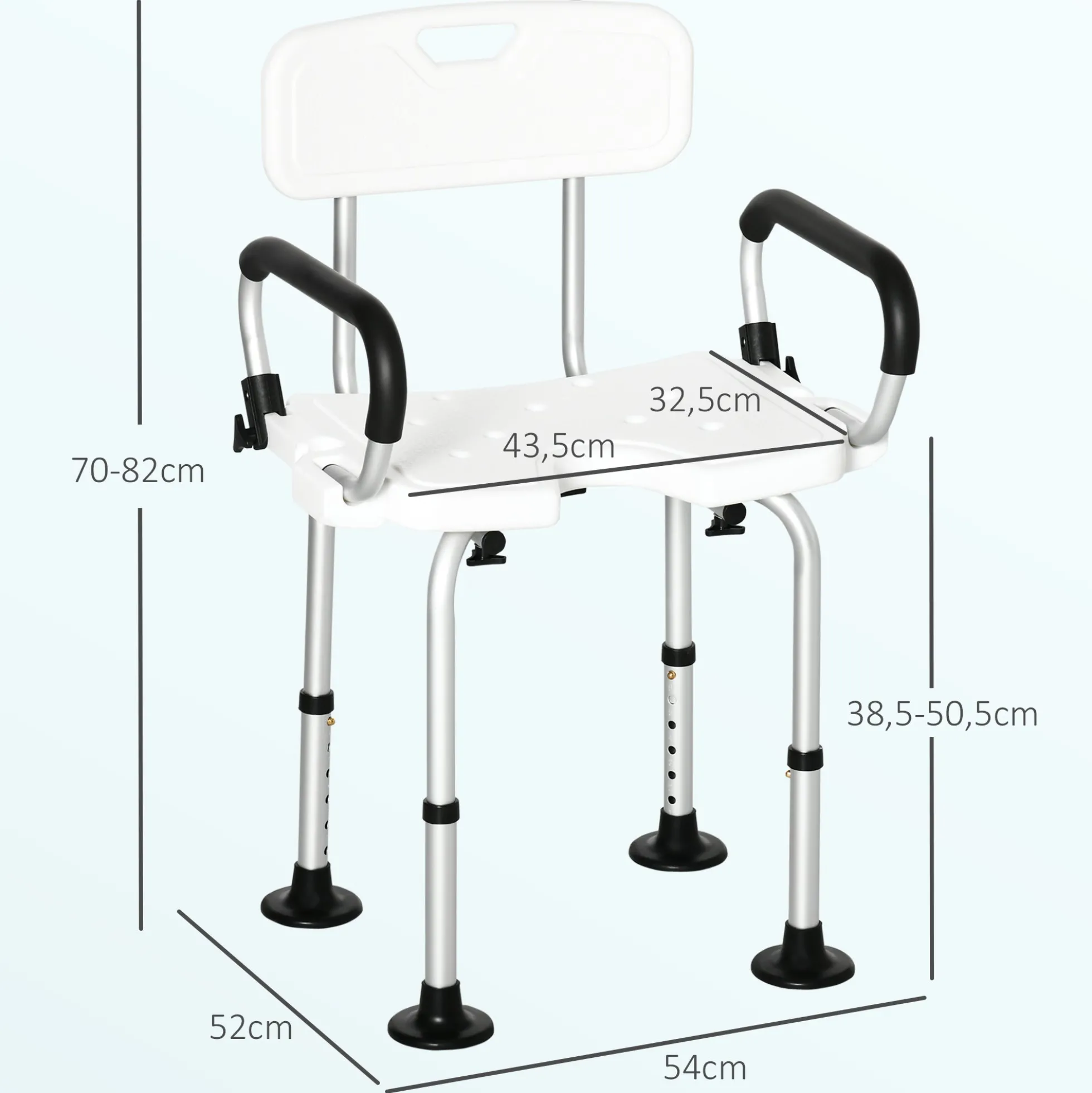 Homcom Silla Ducha Personas Mayores Antideslizante Con Altura Ajustable