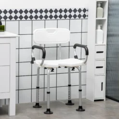 Homcom Silla Ducha Personas Mayores Antideslizante Con Altura Ajustable