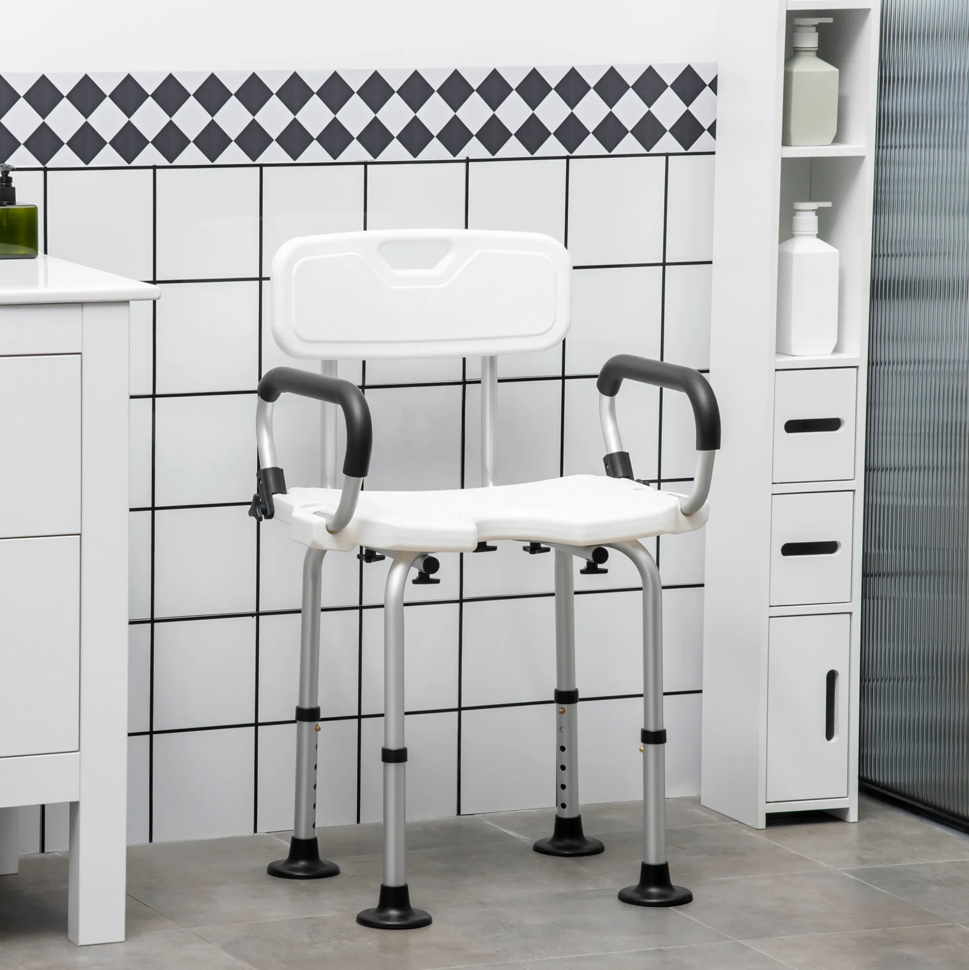 Homcom Silla Ducha Personas Mayores Antideslizante Con Altura Ajustable