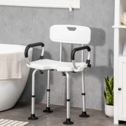 Homcom Silla Ducha Personas Mayores Antideslizante Con Altura Ajustable