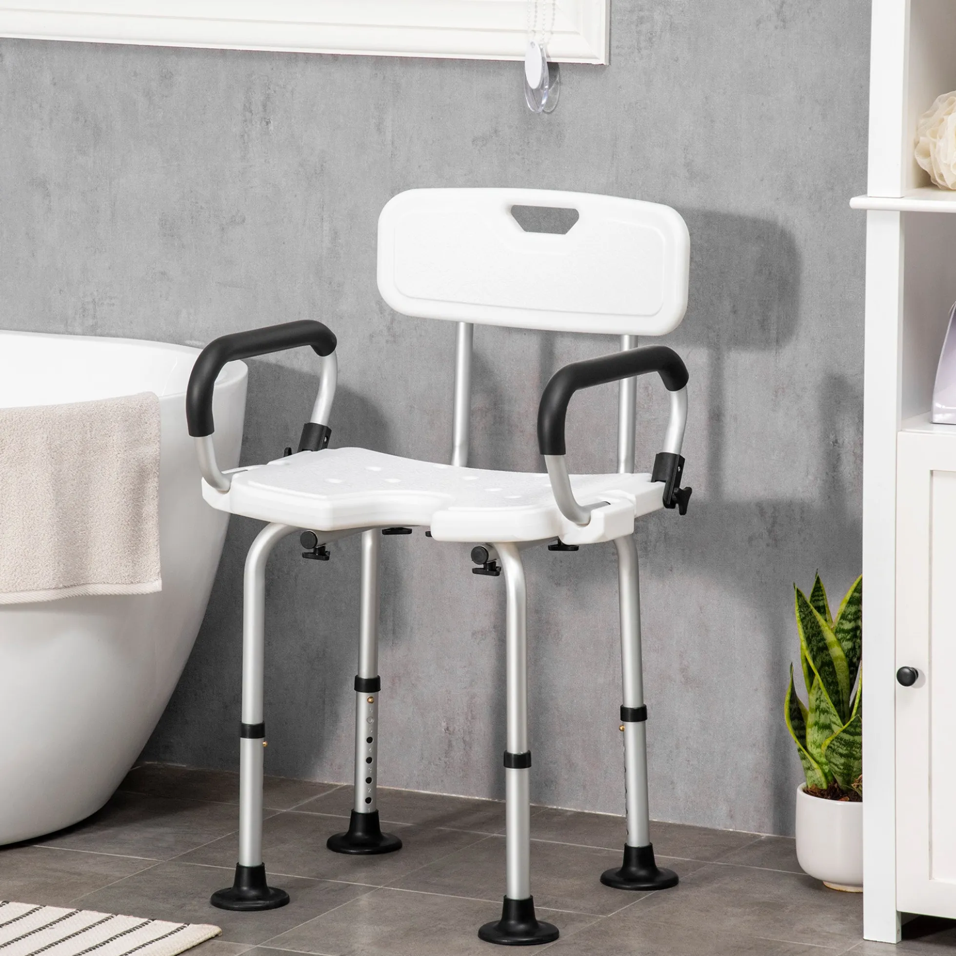 Homcom Silla Ducha Personas Mayores Antideslizante Con Altura Ajustable