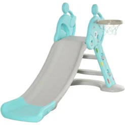 Homcom Tobogán Para Niños +18 Meses Plegable Con Canasta De Baloncesto Modelo