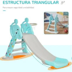Homcom Tobogán Para Niños +18 Meses Plegable Con Canasta De Baloncesto Modelo