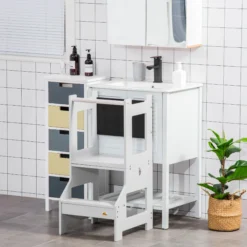 Homcom Torre De Aprendizaje 2 En 1 Con Pizarra 42x44x86 Cm Gris