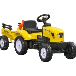 Homcom Tractor A Pedales Para Niños De 3 Años Con Remolque 133x42x51 Cm Amarillo