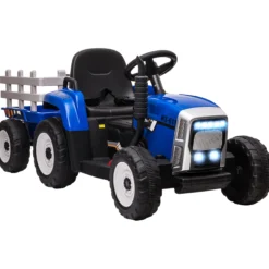Homcom Tractor Eléctrico Con Remolque Para Niños 3-6 Años 136,5x50x52,5 Cm Azul