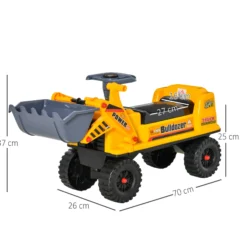 Homcom Tractor Infantil Sin Pedales Con Pala Excavadora Y Bocina 70x26x37cm